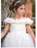 Cold Shoulder Ivory High Low Flower Girl Dress